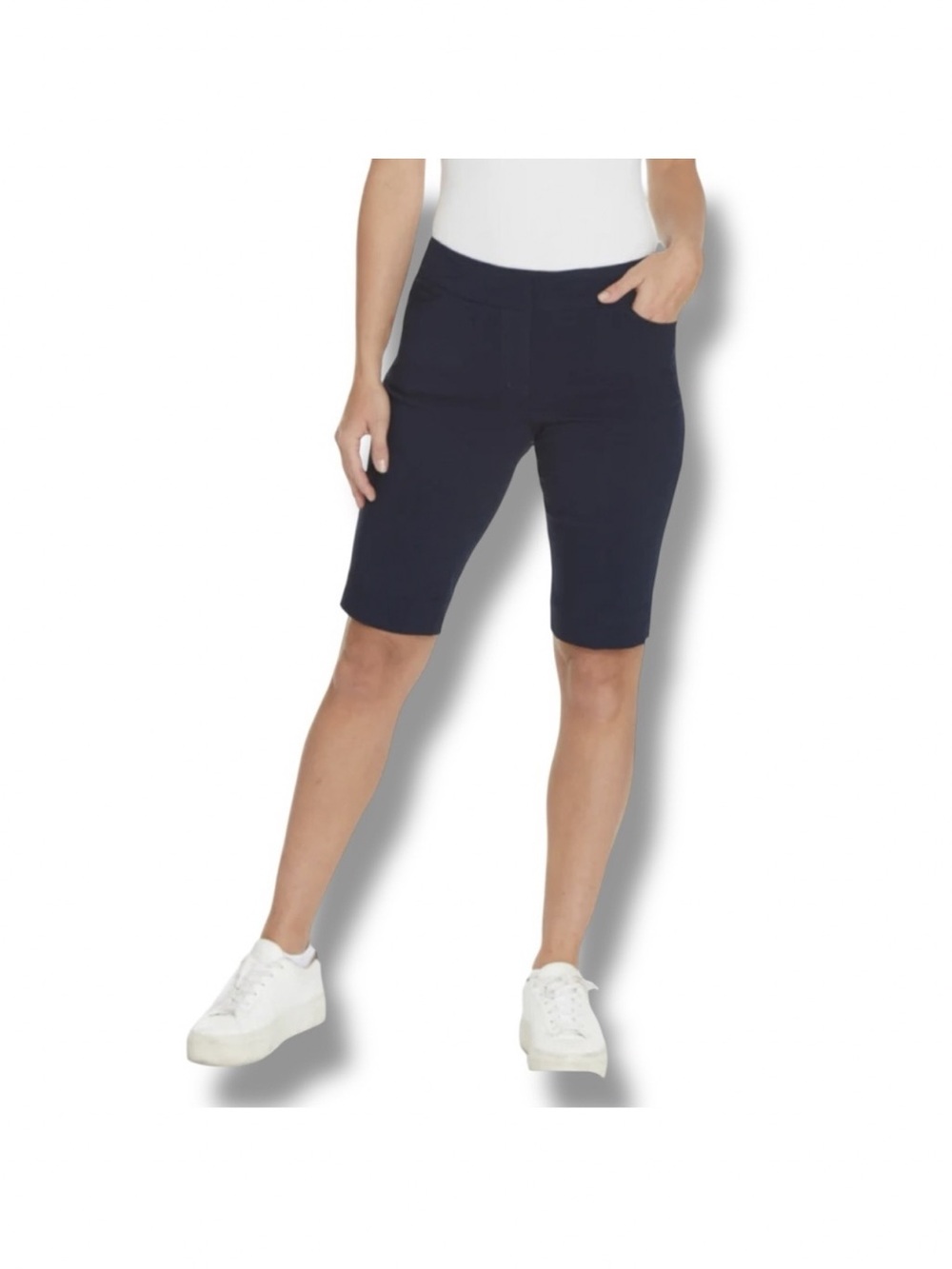 NWT Briggs Navy Elastic-Waist Bermuda Shorts with Roll-Cuff with pocket size XL - Picture 5 of 14